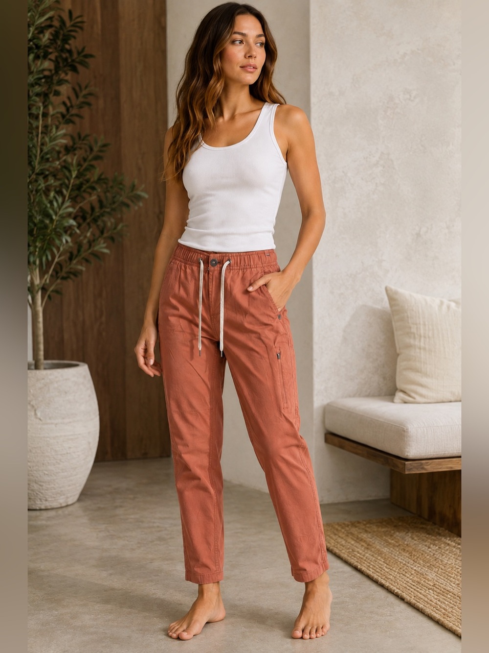 Vuori Ripstop Pants Clay Terracotta Drawstring XS